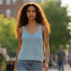 NWT Madewell Linen Sweater Tank Top in Dusty Aqua size large